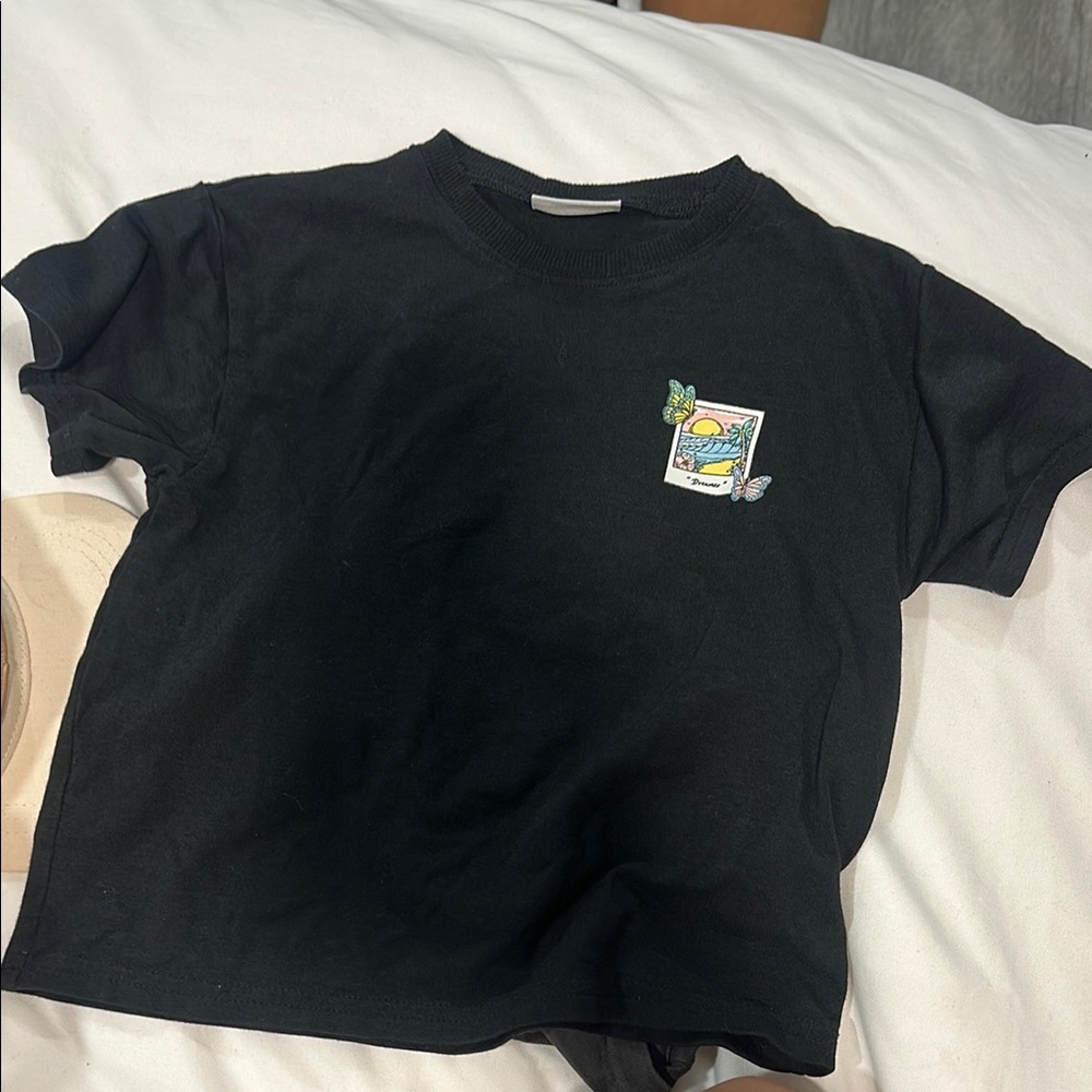 Kids Black Graphic T-Shirt